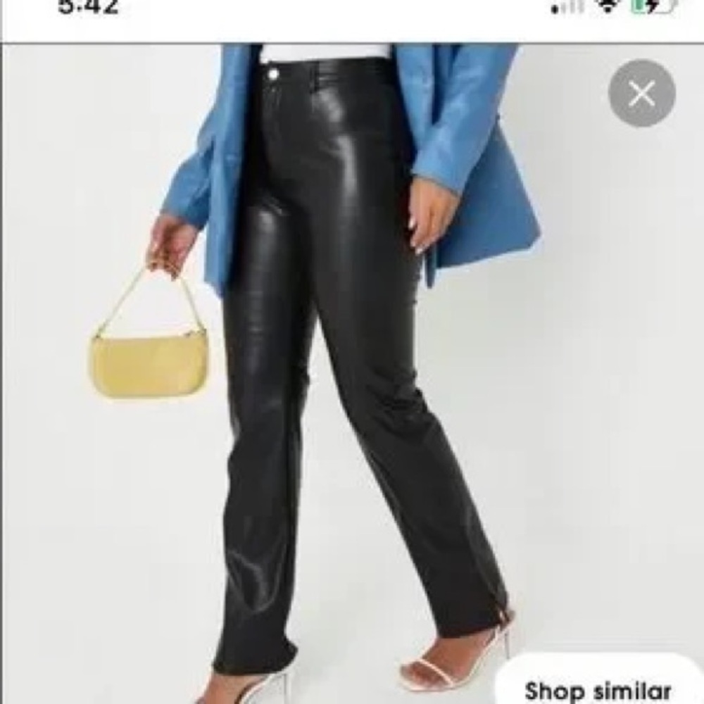 19.  .  Missguided Black Faux Leather Straight Leg Pants size 6